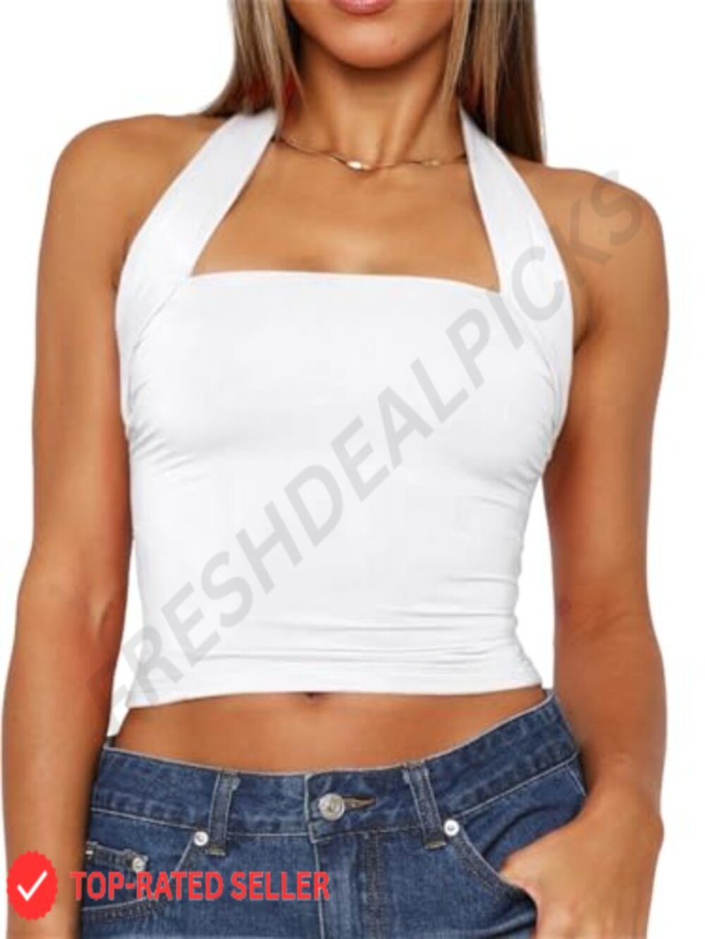 Halter Neck Backless Crop Top Sleeveless Y2K Slim Fit Tank